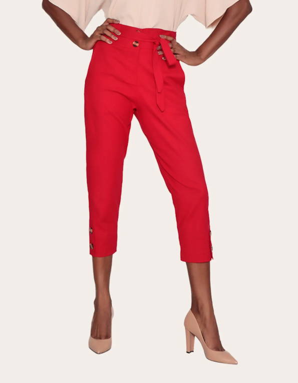 calça cropped clochard vermelho
