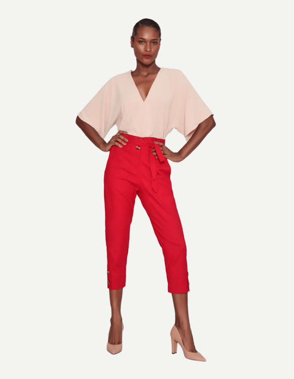 calça cropped clochard vermelho