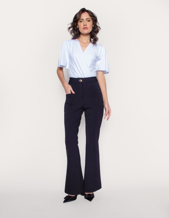 Calca flare malha com bolso Preto