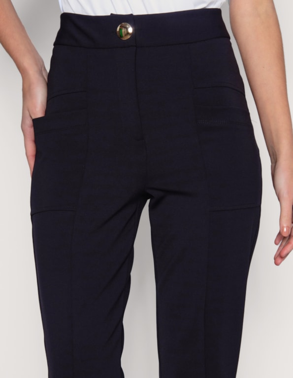 Calca flare malha com bolso Preto