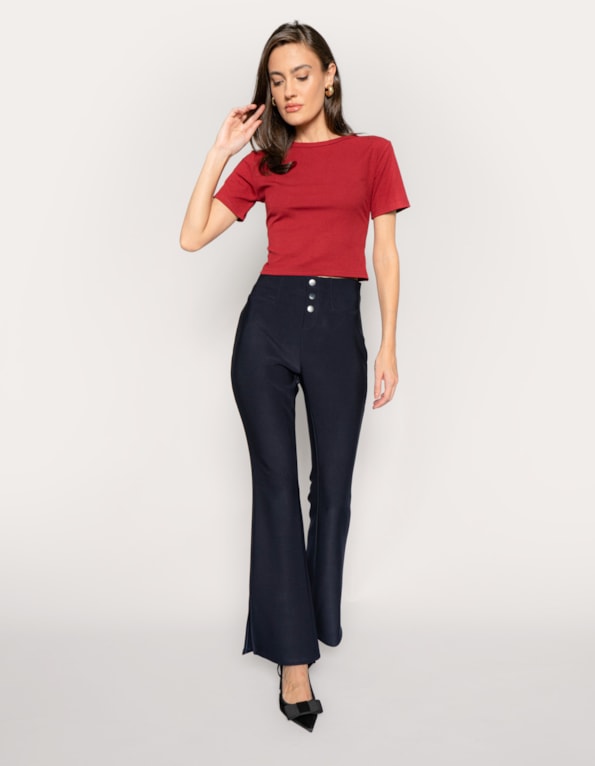 Calça flare malha premium