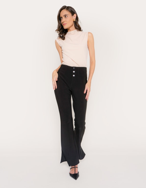 Calça flare malha premium Preto