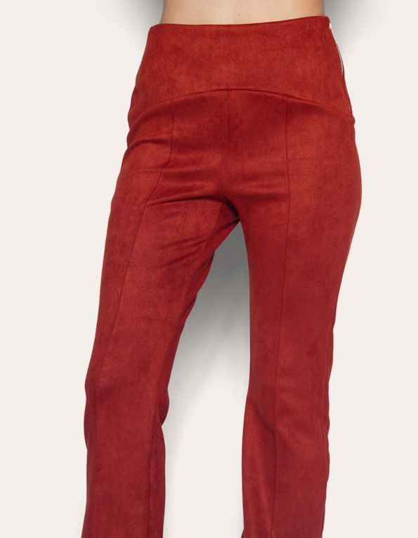 Calça flare suede Ocre