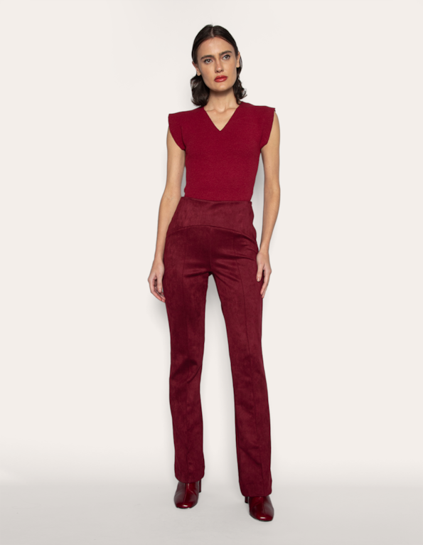 Calça flare suede vinho