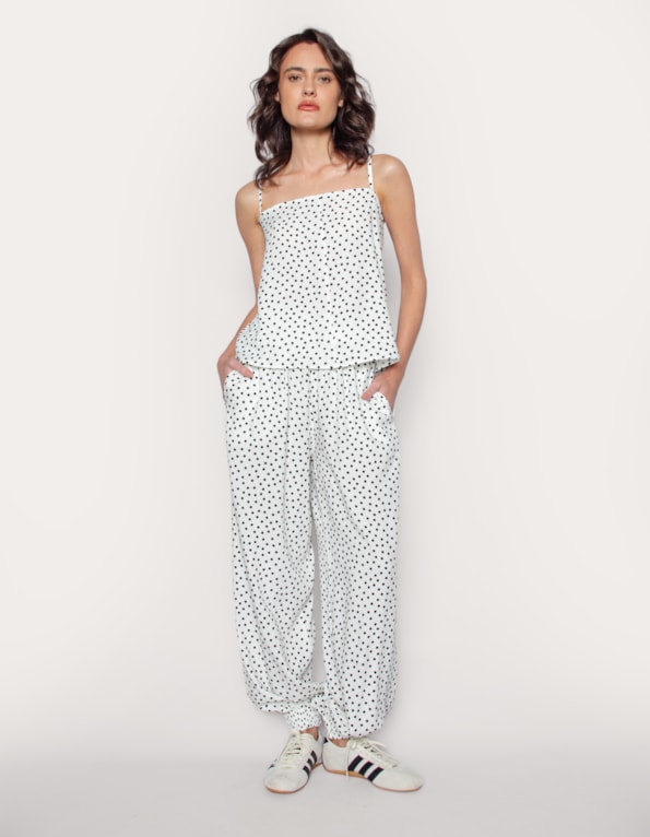 Calça mini aladim poá Branco