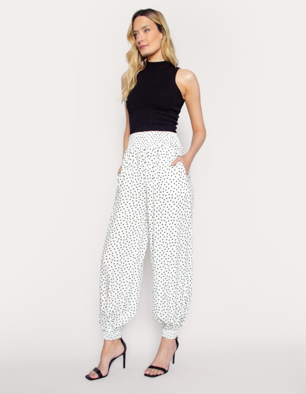 Calça mini aladim poá Branco