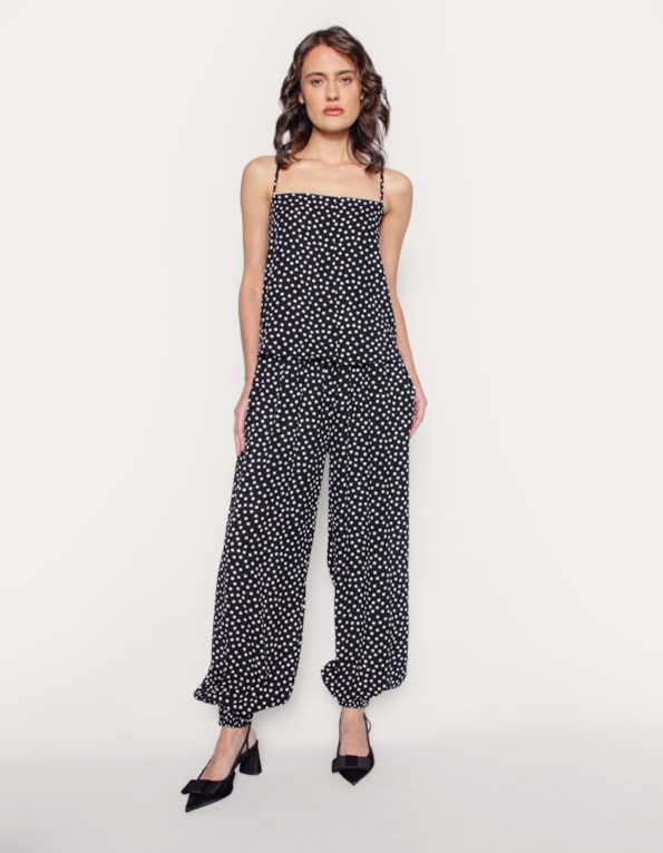 Calça mini aladim poá Preto