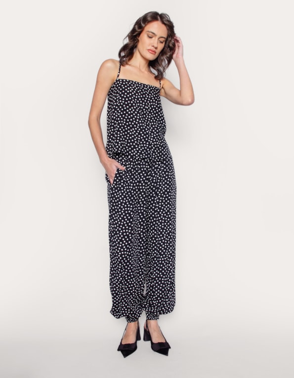 Calça mini aladim poá Preto