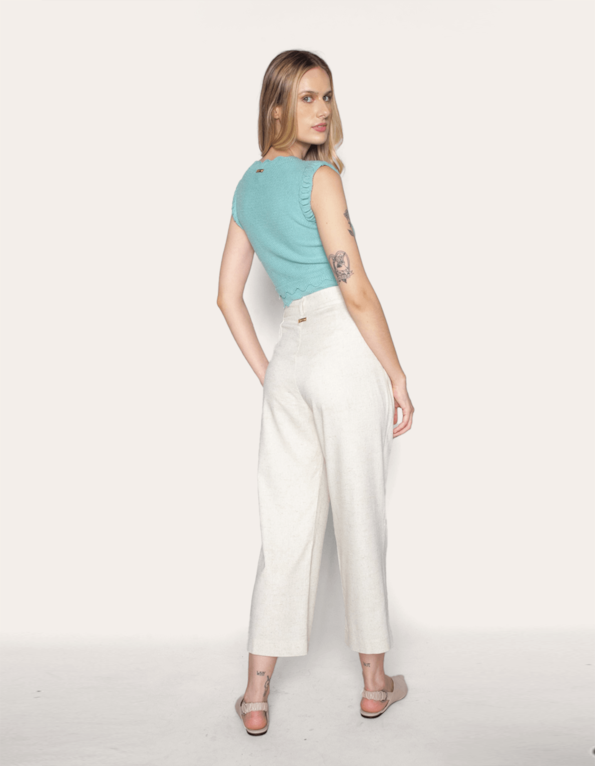 Calça pantacourt alfaiataria Cru