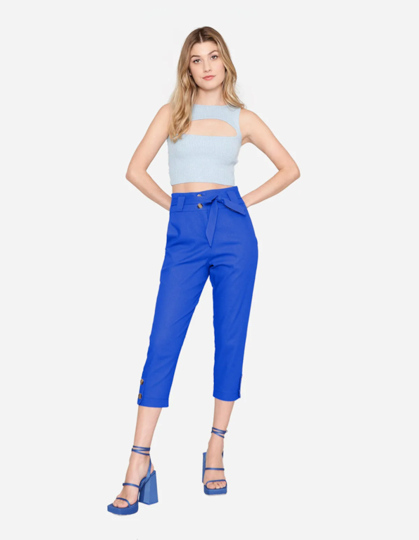Calca pantacourt com faixa Azul royal