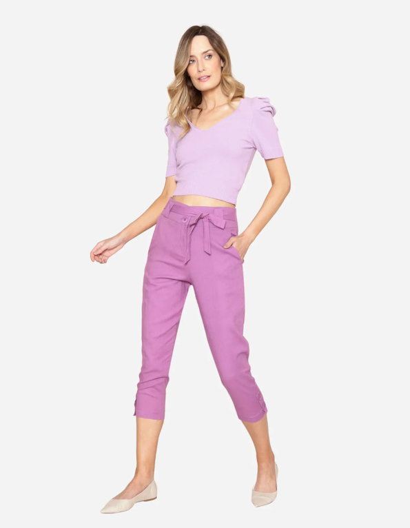 Calca pantacourt com faixa Purple