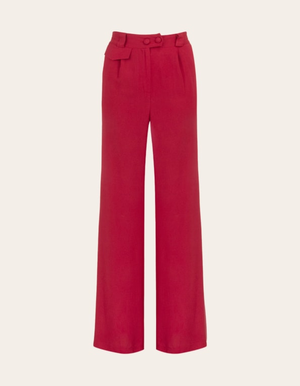 Calça pantalona alfaiataria 2 botões Vermelho