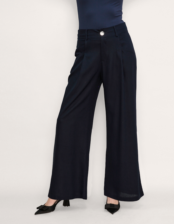 Calça pantalona alfaiataria Azul escuro