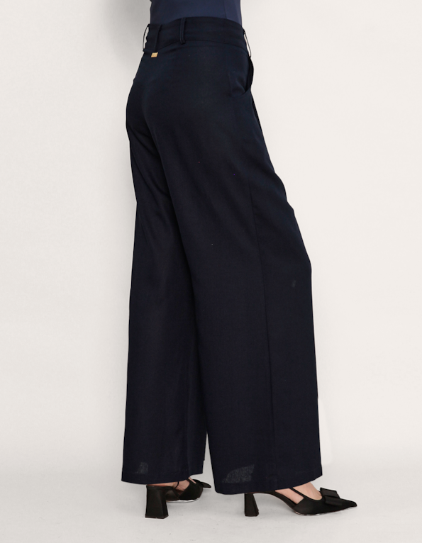 Calça pantalona alfaiataria Azul escuro