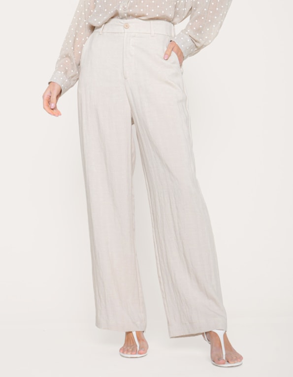 Calça pantalona alfaiataria Bege claro