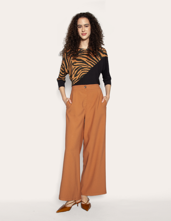 Calça pantalona alfaiataria Bege medio