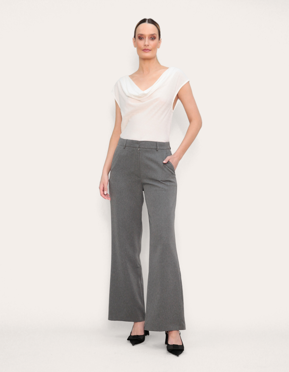 Calça pantalona alfaiataria Cinza