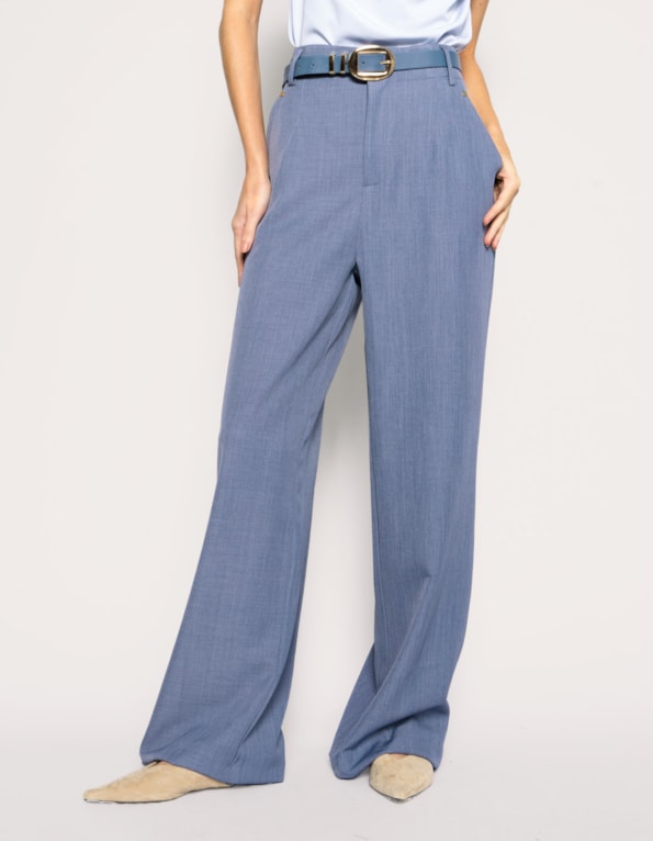 Calça pantalona alfaiataria com cinto