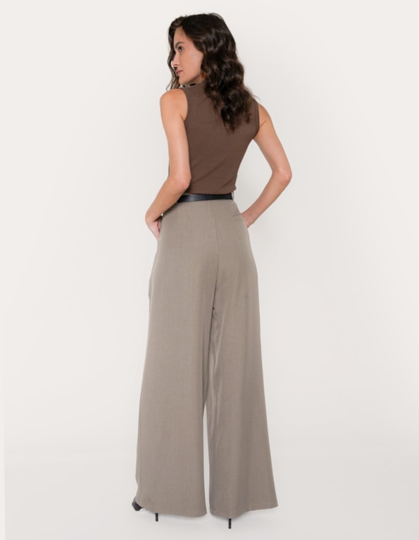 Calça pantalona alfaiataria com cinto