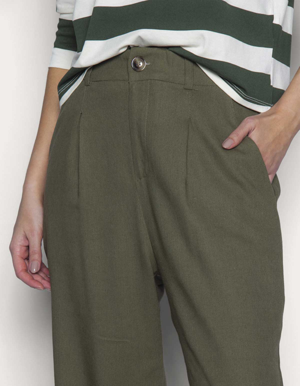 Calça pantalona alfaiataria com pregas Verde militar