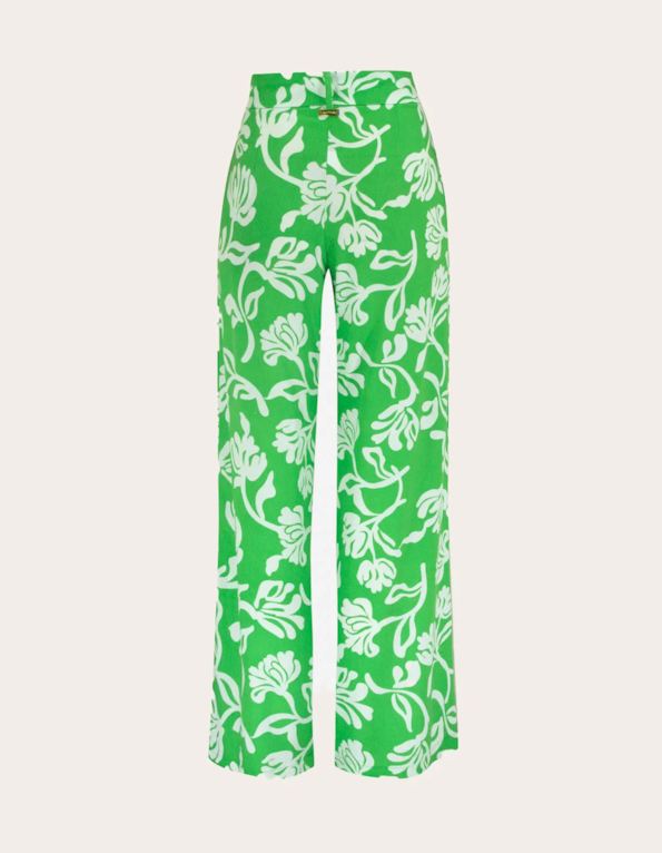 Calça pantalona alfaiataria estampada Verde