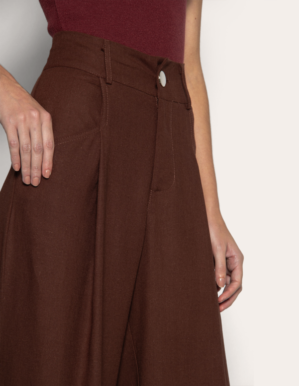 Calça pantalona alfaiataria Marrom