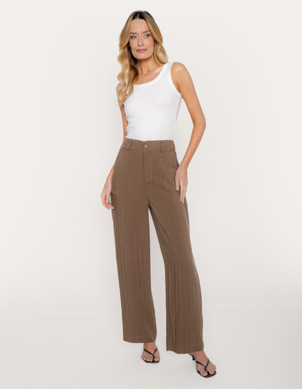 Calça pantalona alfaiataria Marrom