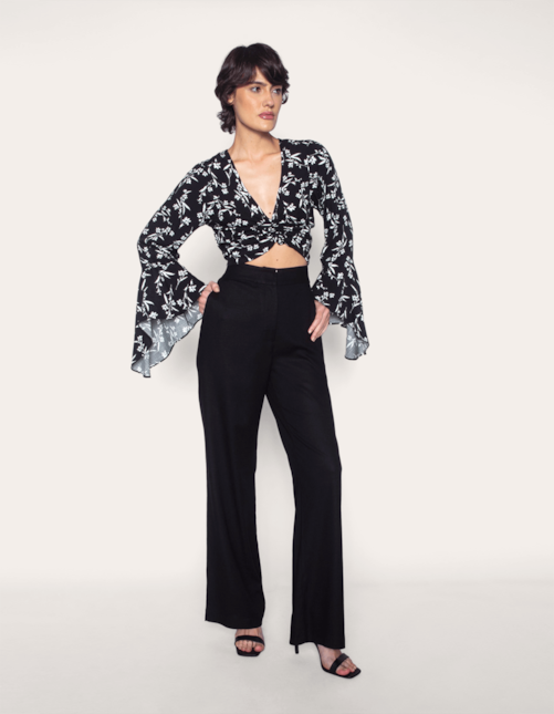 Calça pantalona alfaiataria Preto