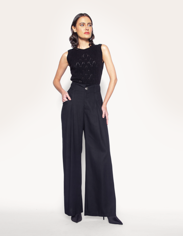 Calça pantalona alfaiataria Preto
