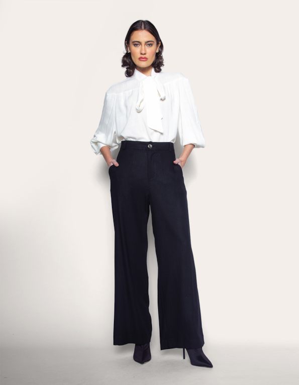 Calça pantalona alfaiataria Preto