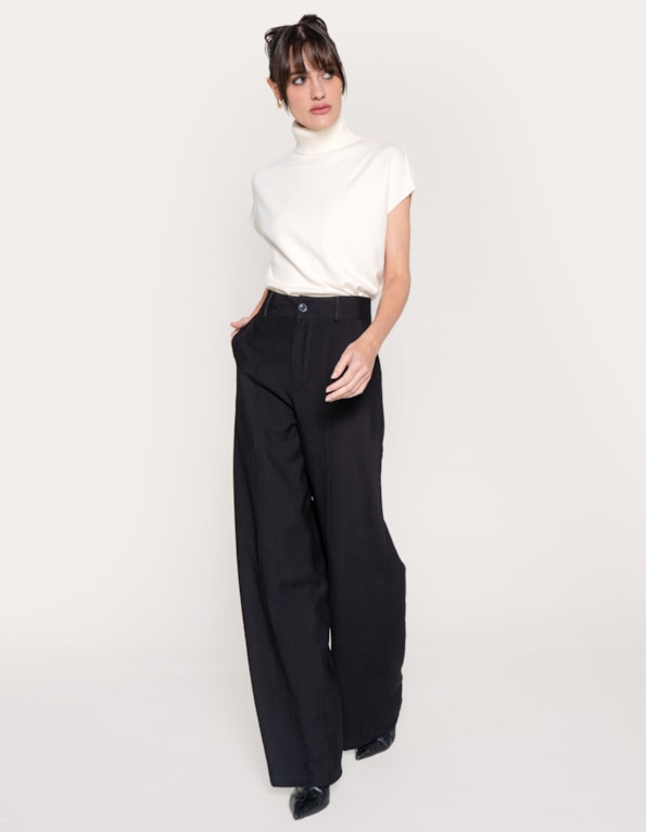 Calça pantalona alfaiataria Preto