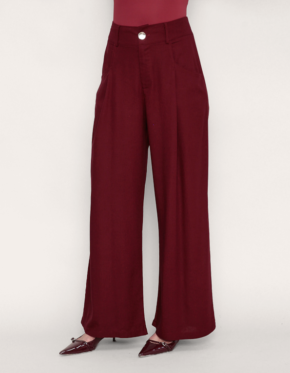 Calça pantalona alfaiataria Vermelho escuro