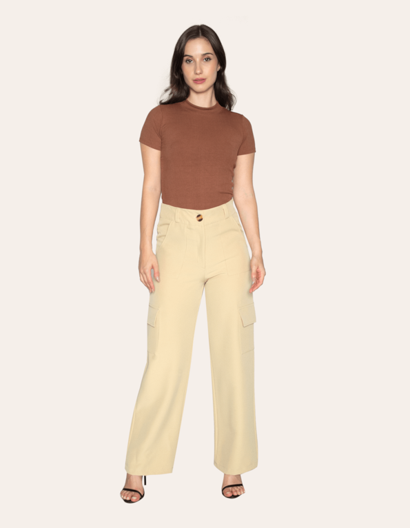 Calça pantalona cargo alfaiataria Bege medio