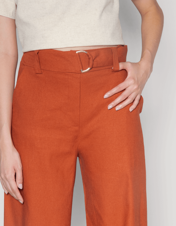 Calça pantalona cinto meia argola Terracota
