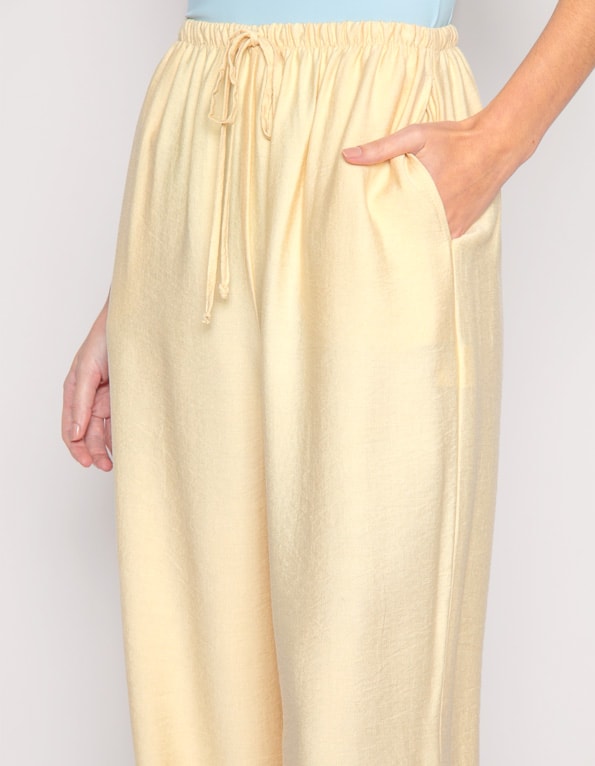 Calça pantalona de amarrar Bege