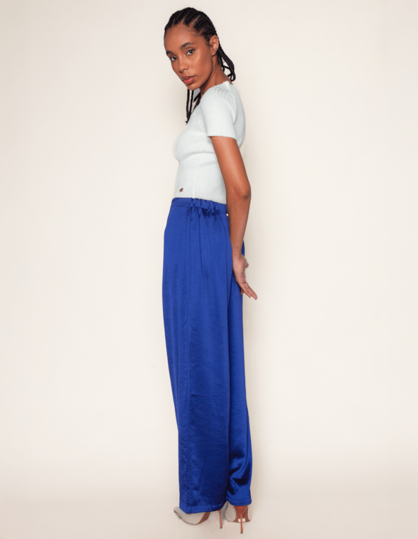Calça pantalona de amarrar Marinho