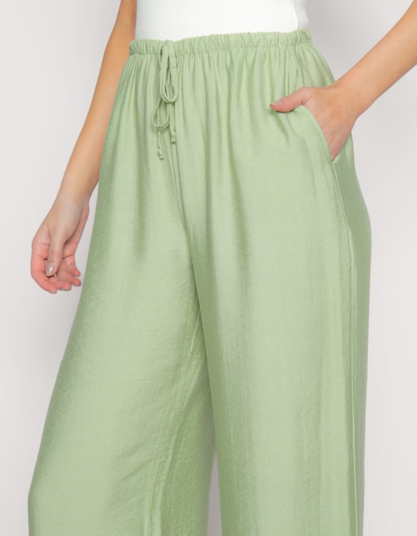 Calça pantalona de amarrar Verde claro
