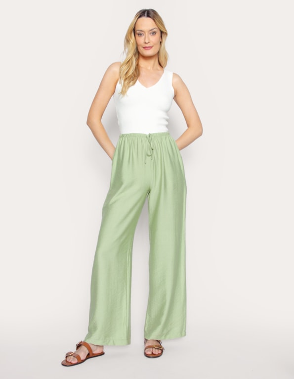 Calça pantalona de amarrar Verde claro