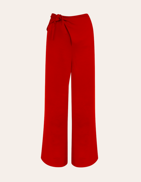 Calça pantalona de amarrar Vermelho