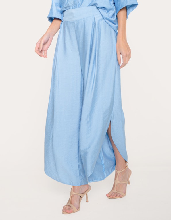 Calça pantalona envelope  Azul claro