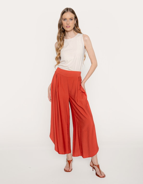 Calça pantalona envelope  Laranja escuro