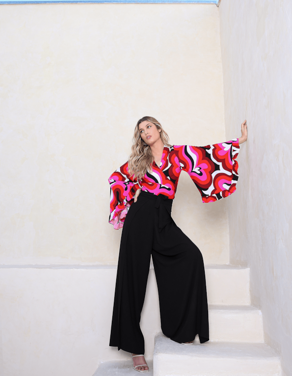 Calça pantalona envelope Preto