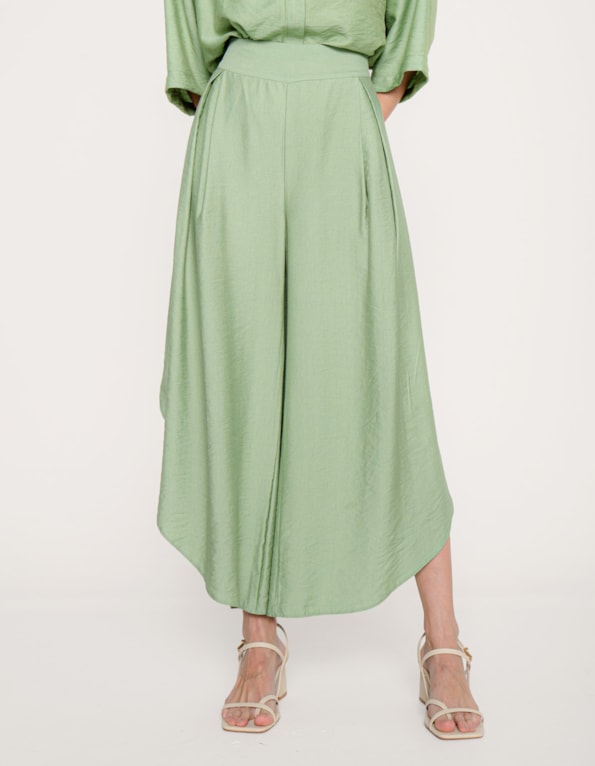 Calça pantalona envelope  Verde claro