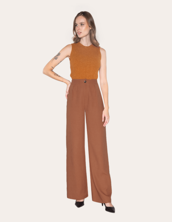 Calça pantalona linho