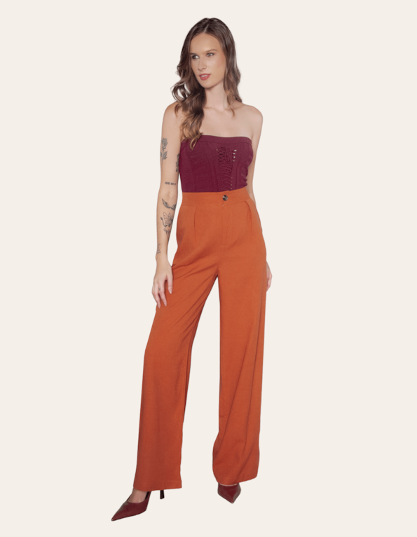 Calça pantalona linho