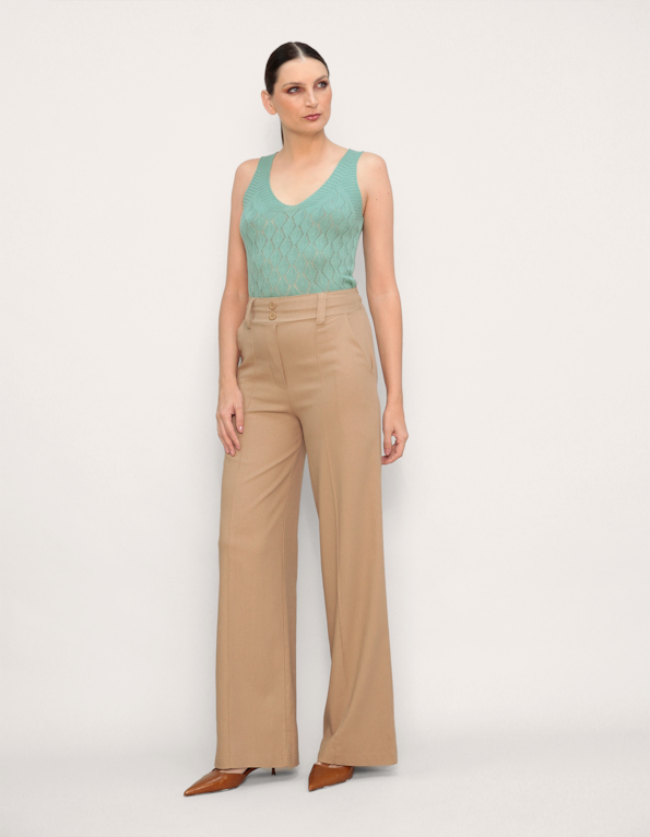 Calça pantalona linho Bege