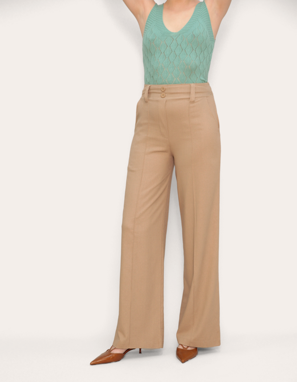 Calça pantalona linho Bege
