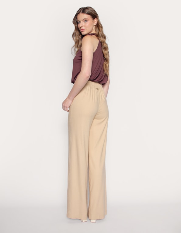 Calça pantalona linho blend