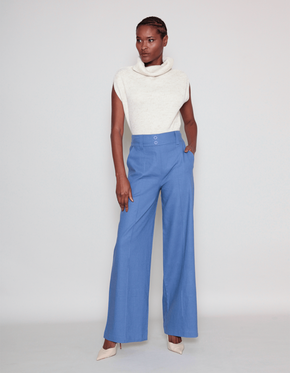 Calça pantalona linho blend