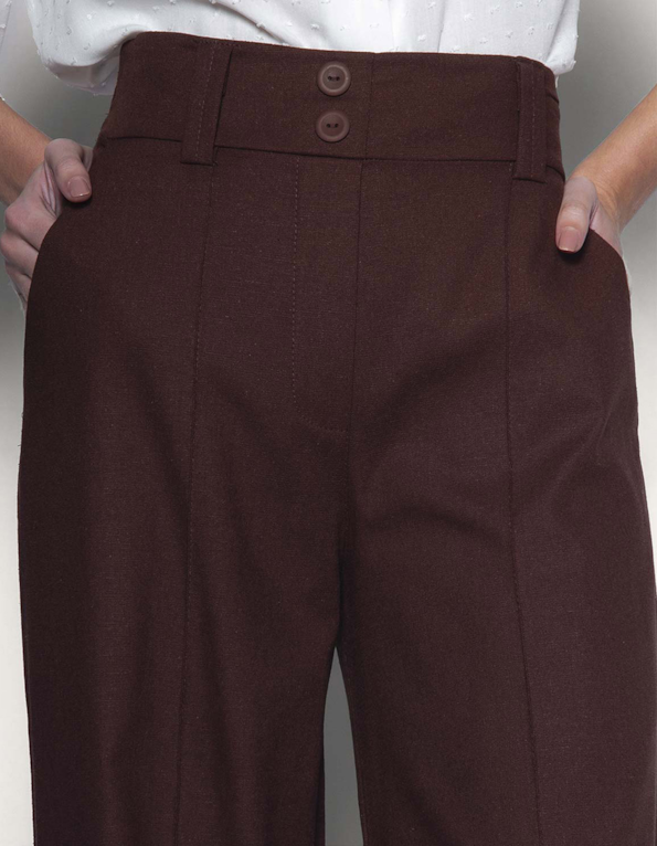 Calça pantalona linho blend Marrom